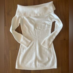 Hollister Off-Shoulder Skater Sweater Dress - Cream